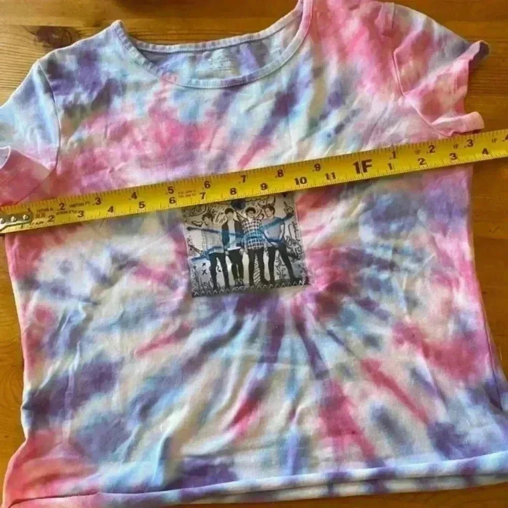 New! 5 Seconds Of Summer cropped Tie Dye T-shirt handmade girls L - Picture 6 of 7